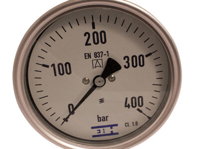 Manometer, 0-600 bar, 100mm, Stål, uttak bak